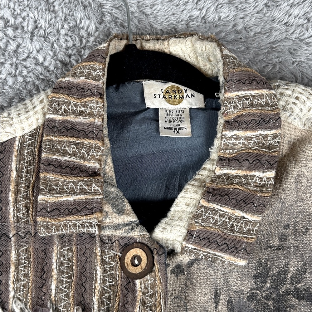 Sandy Starkman Patchwork Embroided Button Down Bl… - image 3